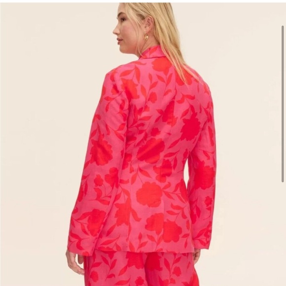 Kate Spade x Target Red and Pink Linen Floral Blazer NWT - Picture 2 of 8